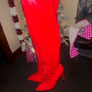 Red Women's Knee-High Boots